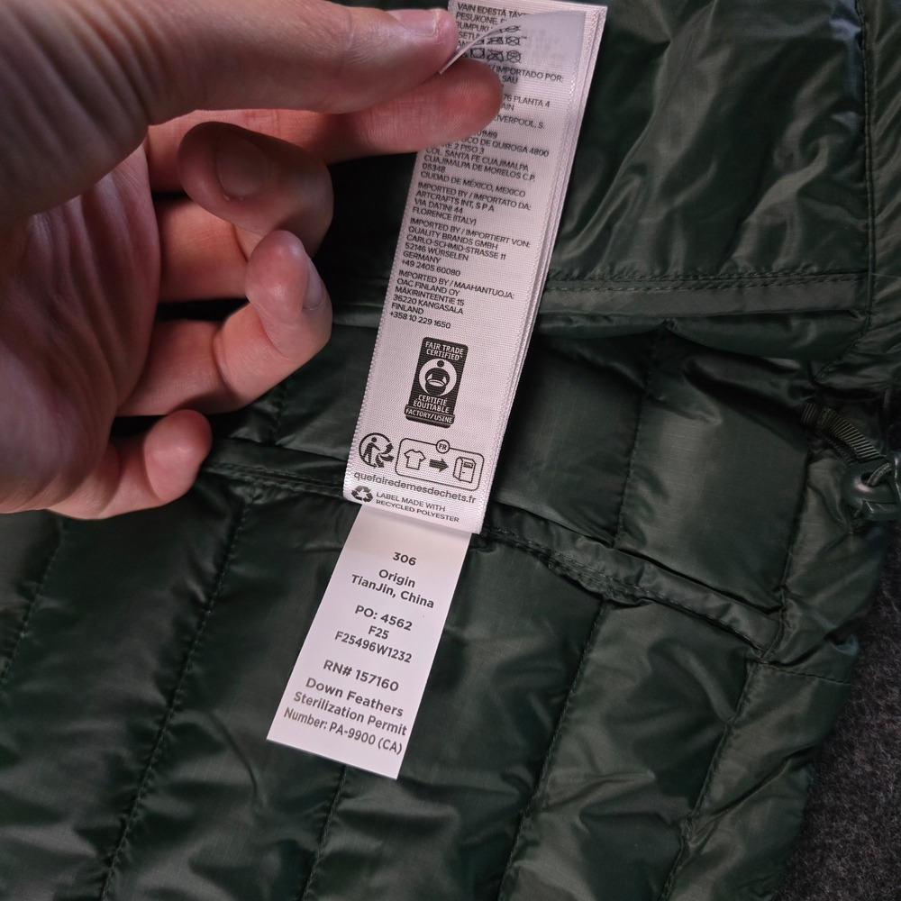 Cotopaxi Green Fuego Down Hooded Jacket Cargo Stripes 800 FP Colorblock Womens S - Picture 14 of 16